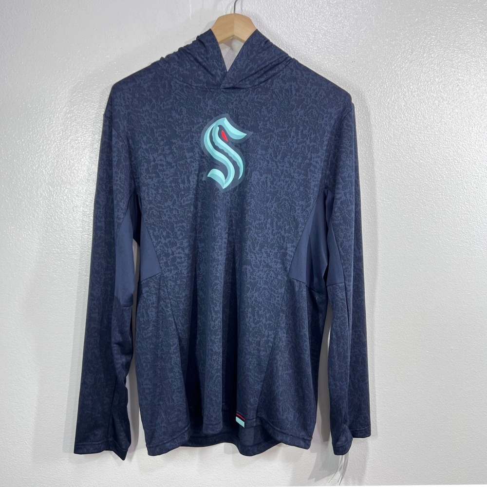 Fanatics NHL Seattle Kraken Hoodie Mens Large Navy Blue Authentic Pro Hockey PNW